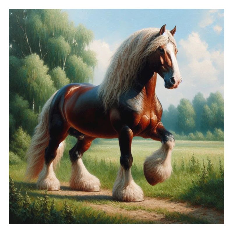 Aquarelle Cheval Percheron