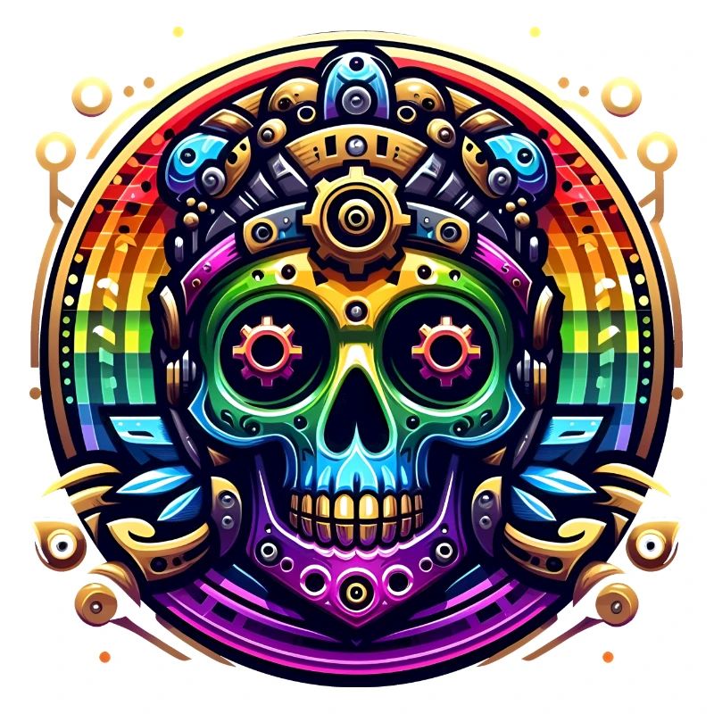 Metallic Rainbow Skull 2