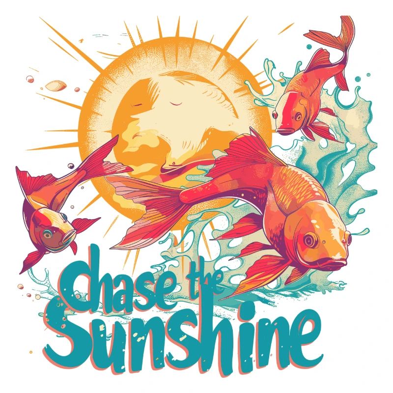 Chasing the sun, Pisces, sun in retro style