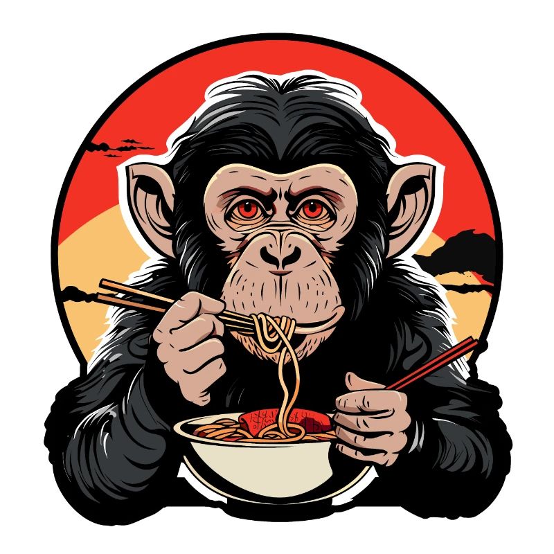 Funny Monkey Ramen Noodles Japan Monkey Chimpanzee