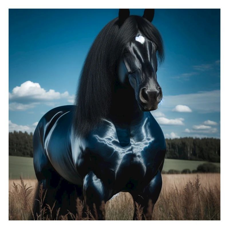 Mächtiges schwarzes Pferd