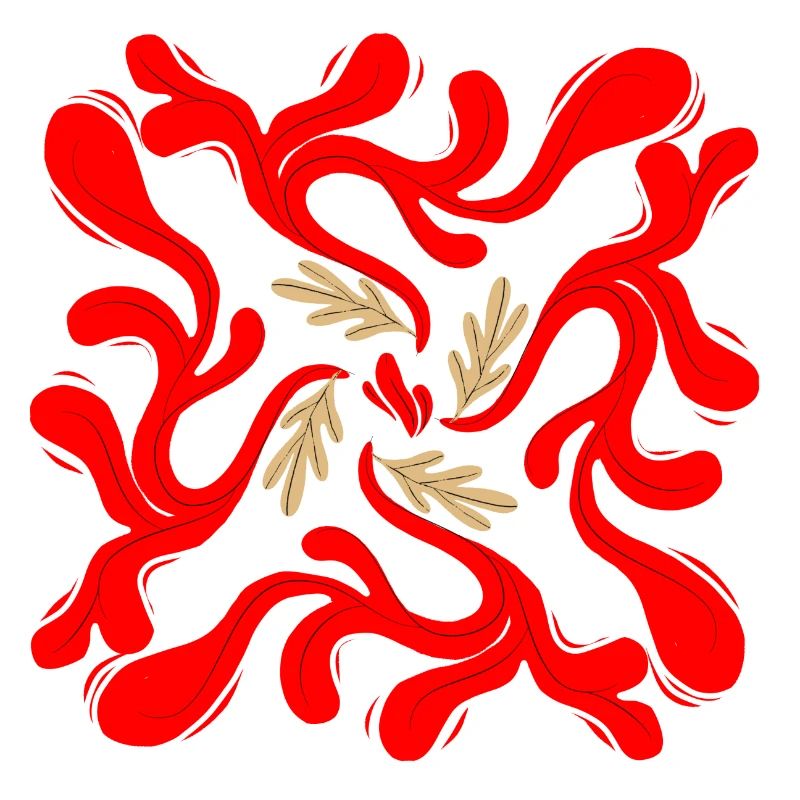 Red Floral Vines Pattern