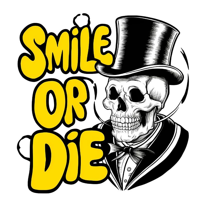 Gothic Skeleton with Hat and Color Text