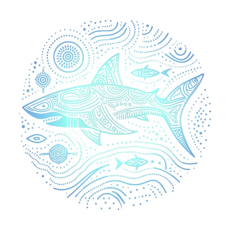 Shark Aboriginal Patterns Australia Shades Blue