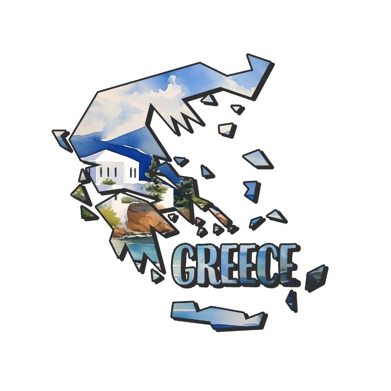 Carte à l’aquarelle Grèce