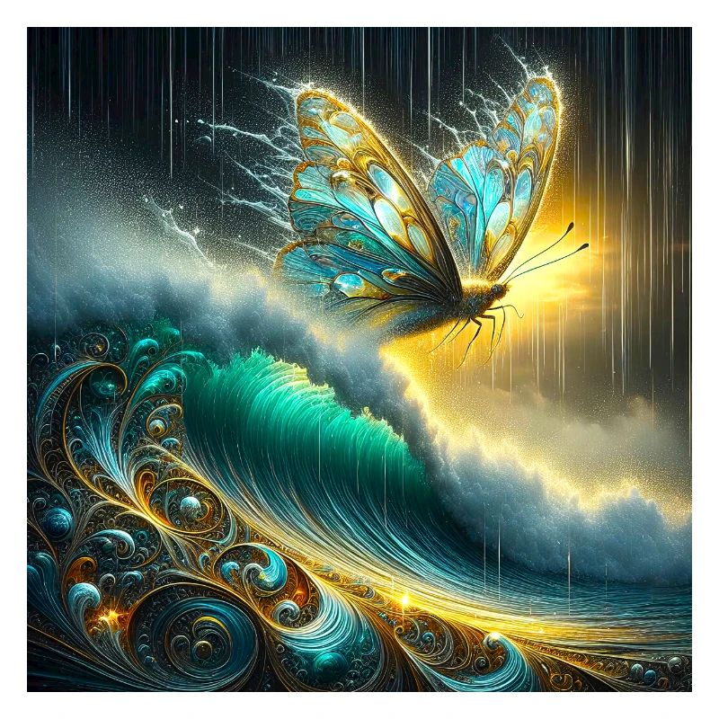 Mythical butterfly on luminescent wave