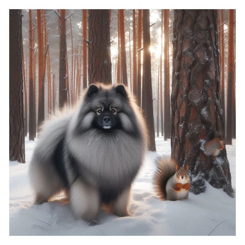 Keeshond Wolfspitz dans la neige