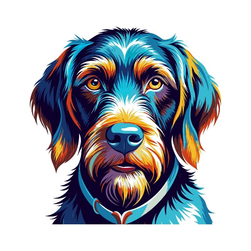 German Wirehaired Pointer Dog Breed Cartoon Kawaii