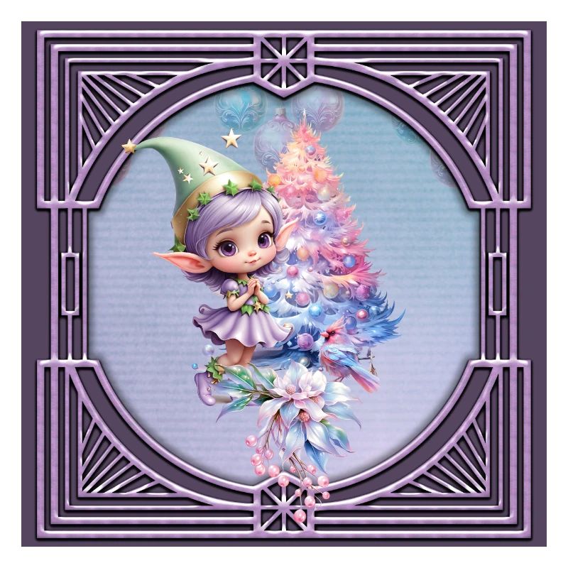 Mignon lutin de Noël aux délicates couleurs violettes