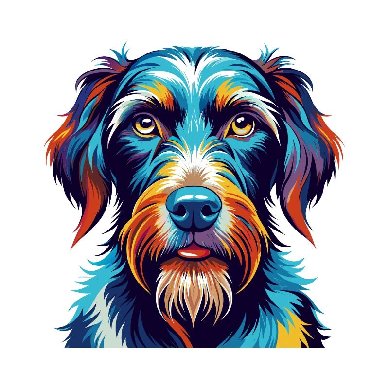 German Wirehaired Pointer Dog Breed Cartoon Kawaii