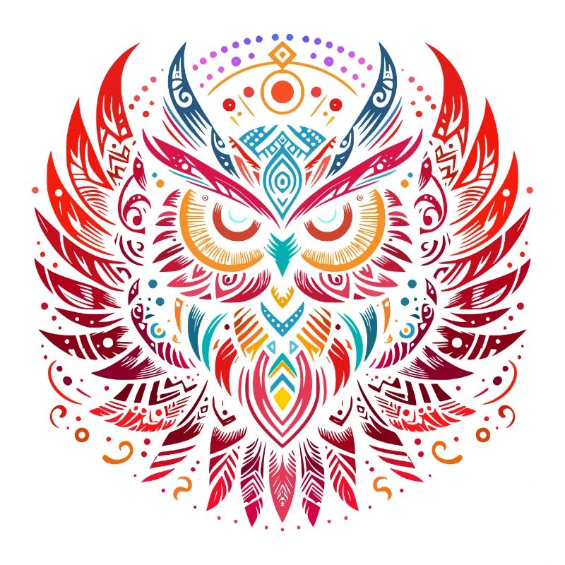 Tribal Eule Mehrfarbig Vogel Eule Geometrisch