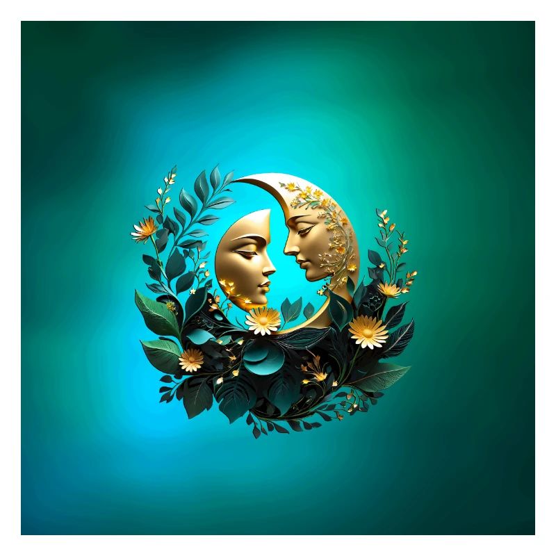 Two decorated crescent moons