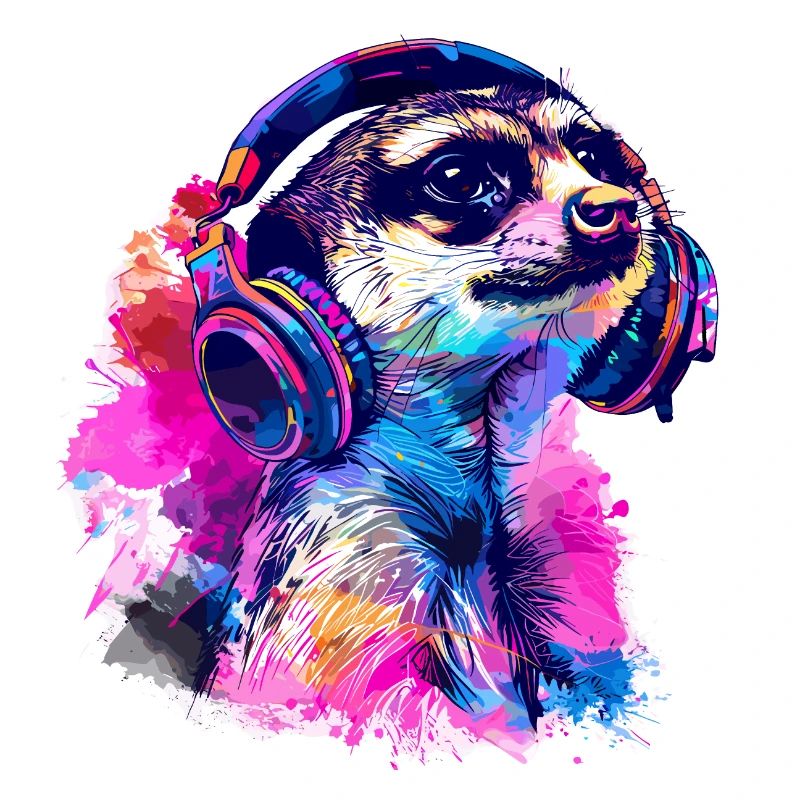 Erdmännchen Erdhündchen Scharrtier mit Kopfhörer