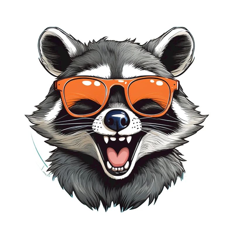 Lachender Waschbär mit Sonnenbrille