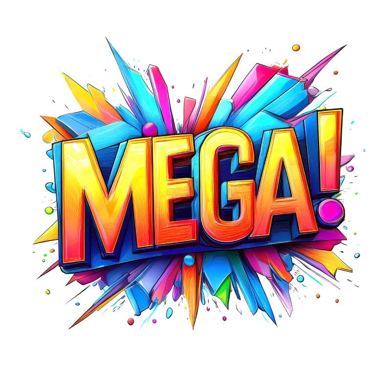 mega 3d text colorful