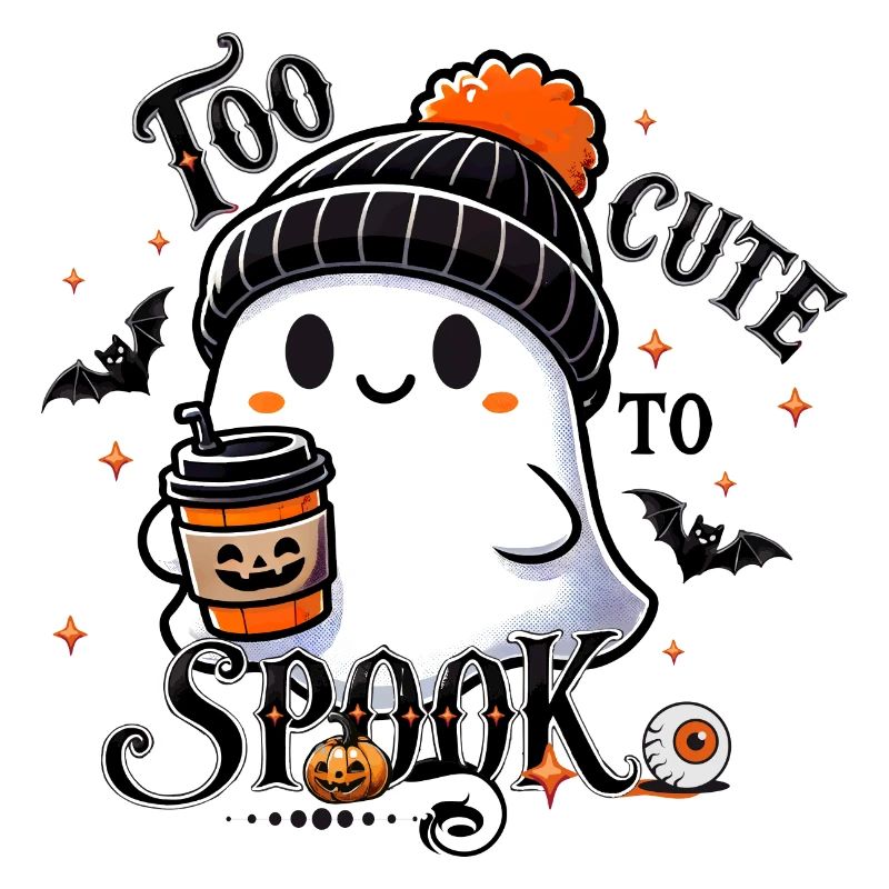 cool ghost with bobble hat & pumpkin spice latte
