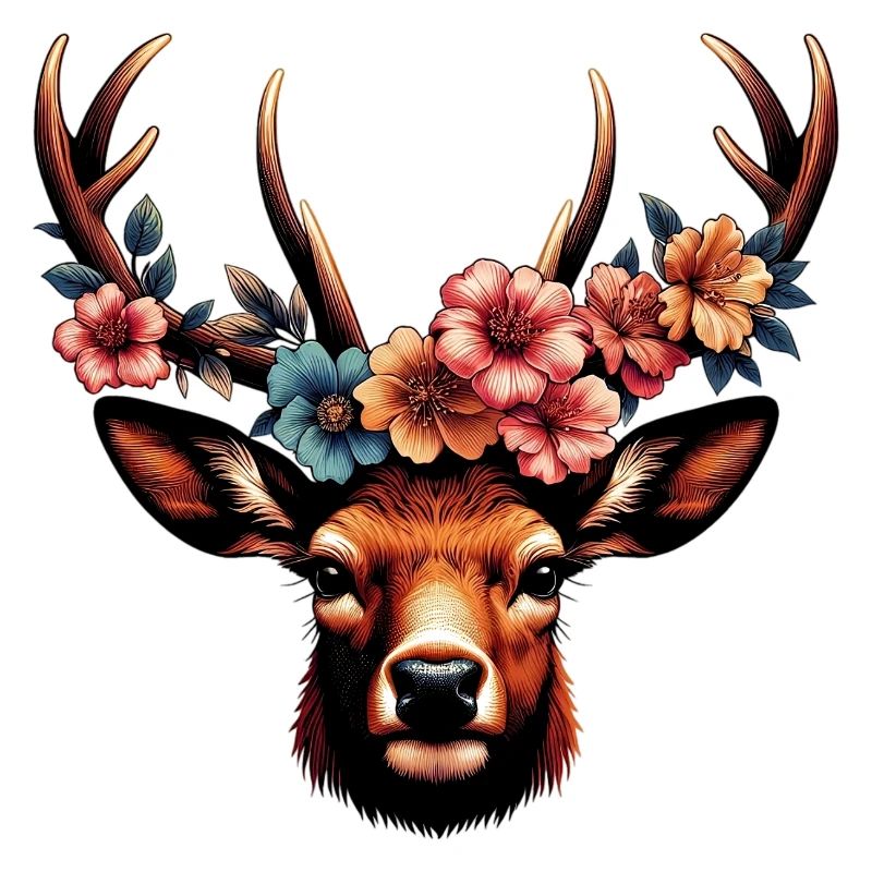 Deer with Flowers