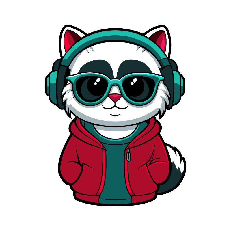 Coole Katze mit Kapuzenpullover und Brille Design