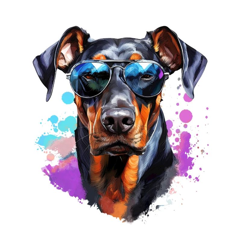 Dobermann mit Sonnenbrille