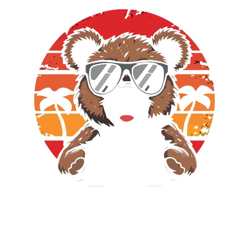 Cute Bear with Sunglasses Sunset Design