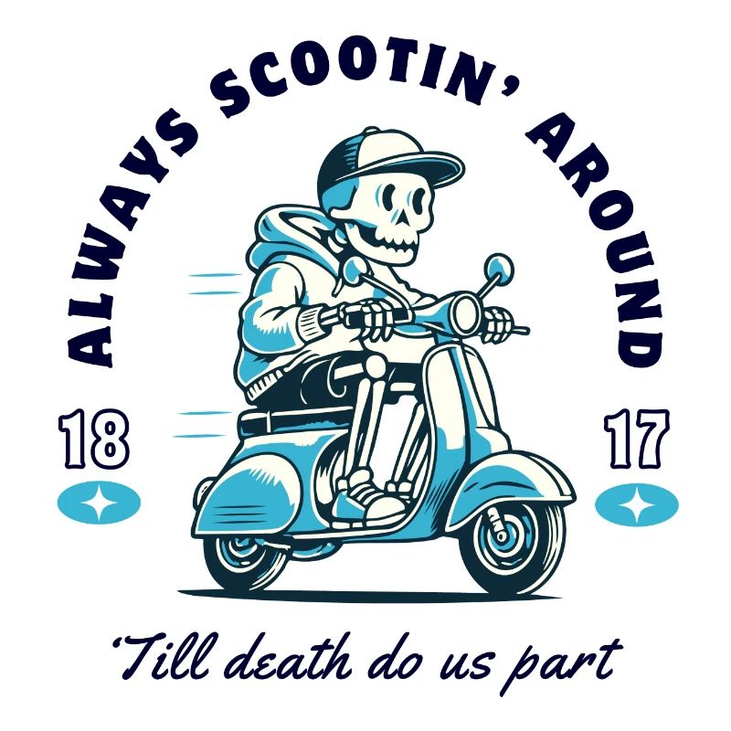 Skeleton on scooter design