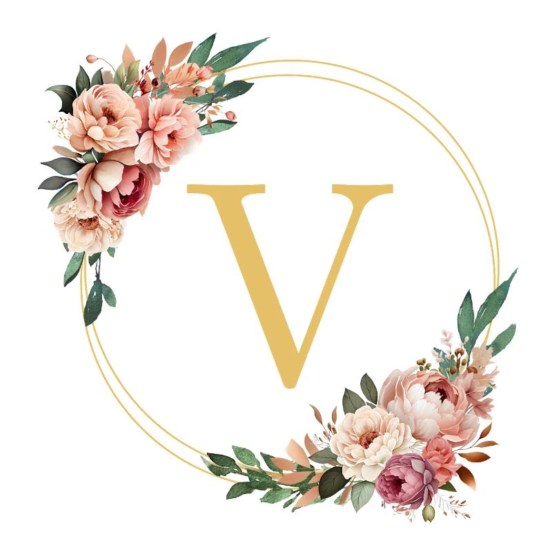 V Monogram, Couronne de fleurs, Personnalisable