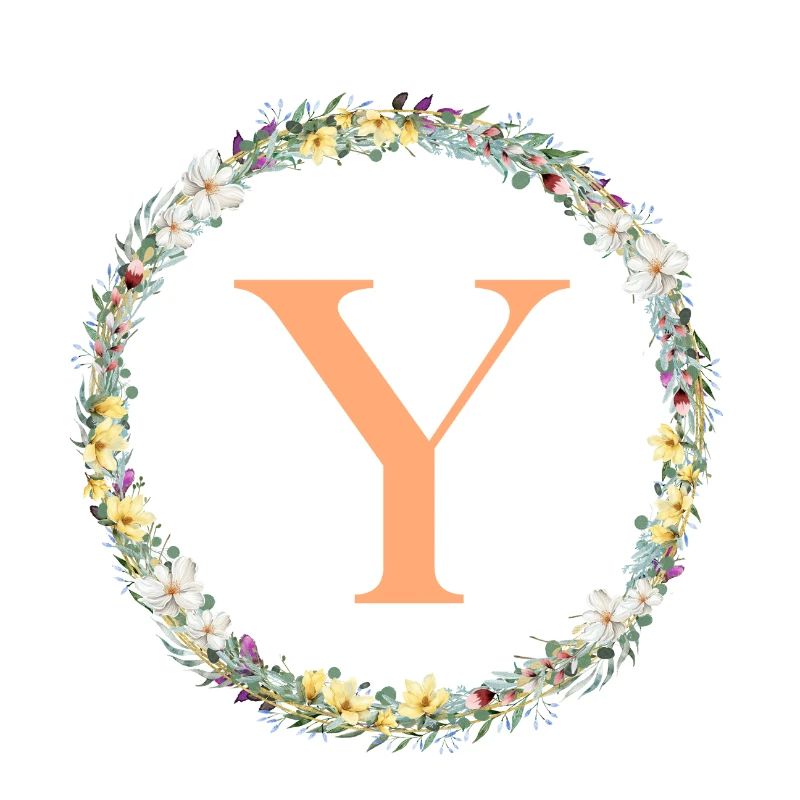 Y Monogramm, Blumen-Kranz, personalisierbar