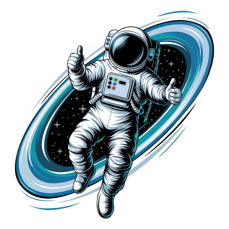 Un astronaute cool dans l’espace avec le pouce levé