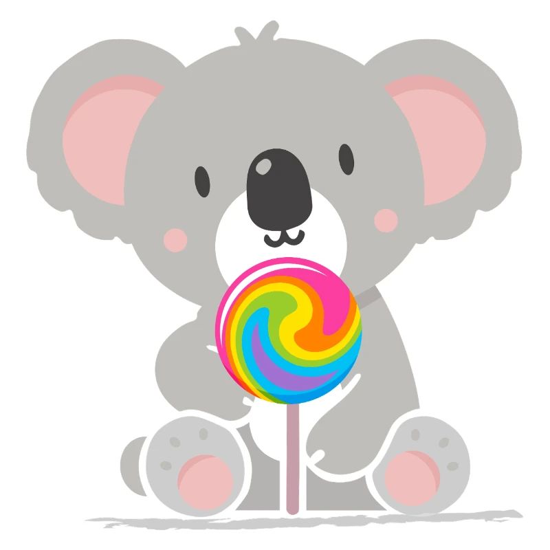 Koala mignon avec une sucette colorée