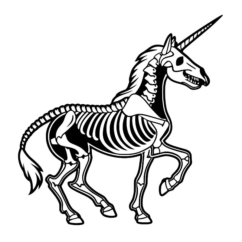 Squelette de licorne - Anatomie vectorielle noire