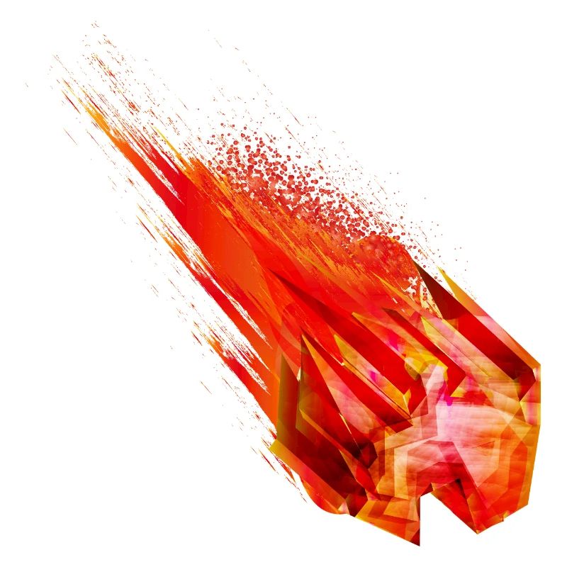 Glühender Asteroid mit Feuerschweif – Powerdesign