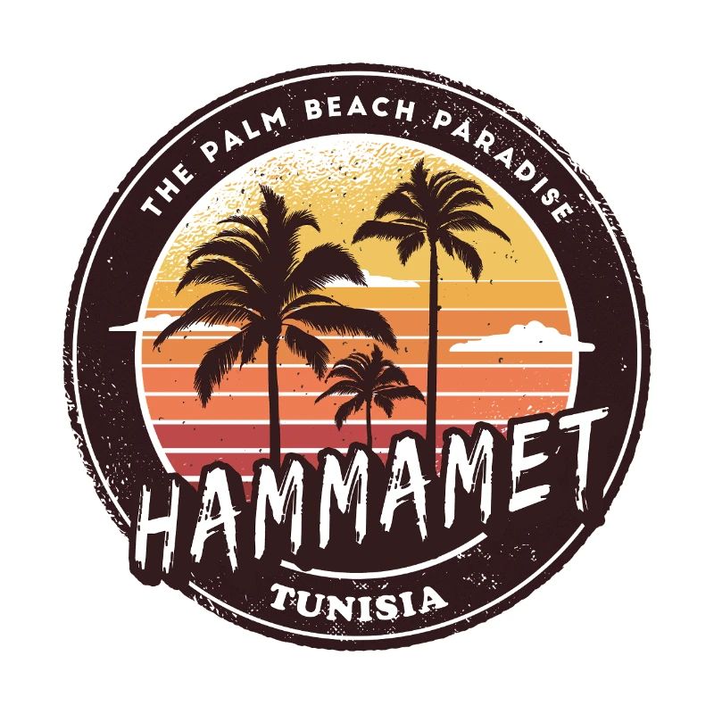 Hammamet Palm Trees Vintage Design