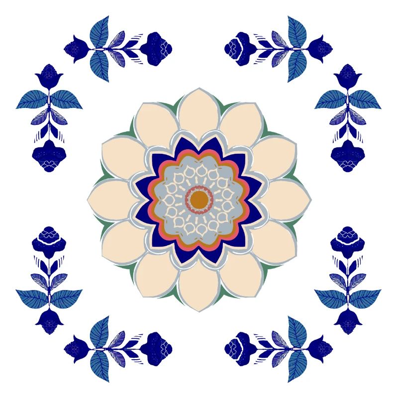 Retro Blüten Fliese