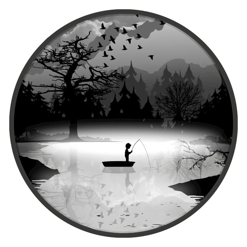Anglers in a quiet natural setting – silhouette style