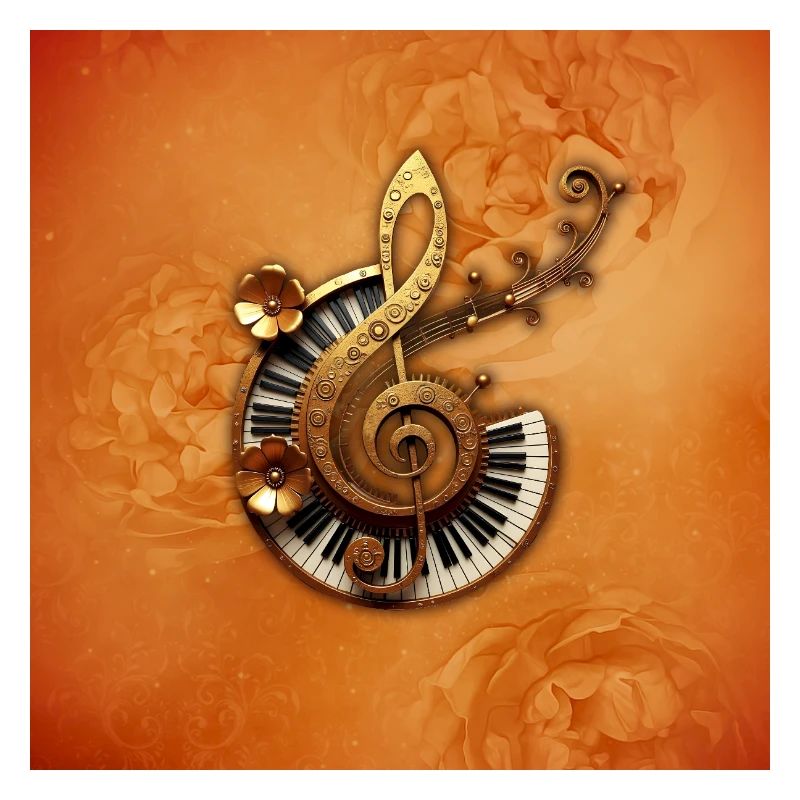 Style musical abstrait avec des fleurs