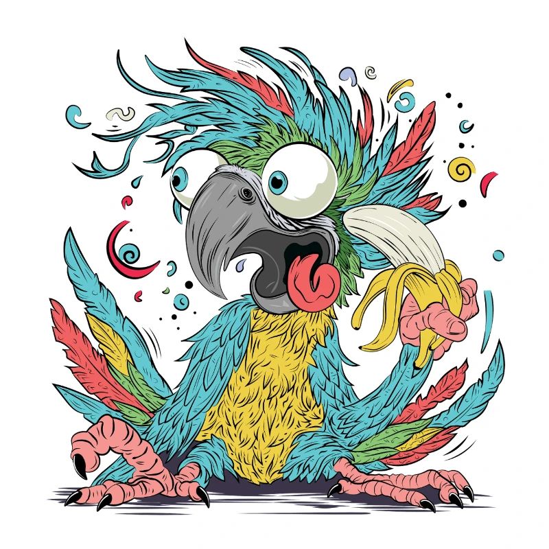 Cuclillo Parrot Playful Drawing Design | Colorful