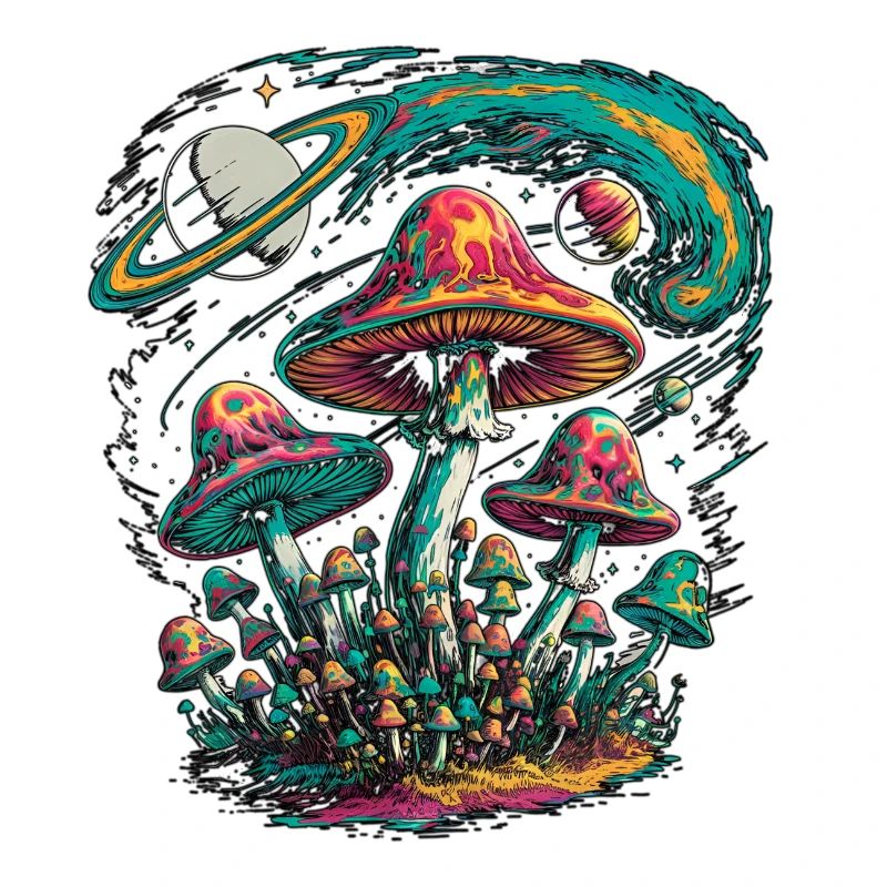 Psychedelic Cosmic Mushrooms Artwork