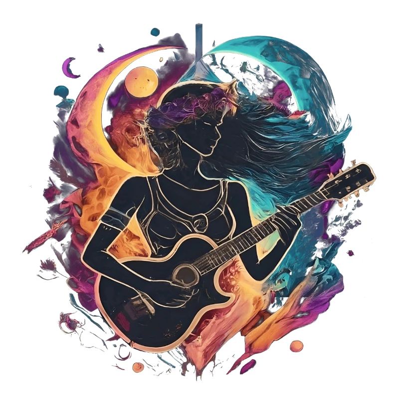 Illustration d’art de guitariste céleste