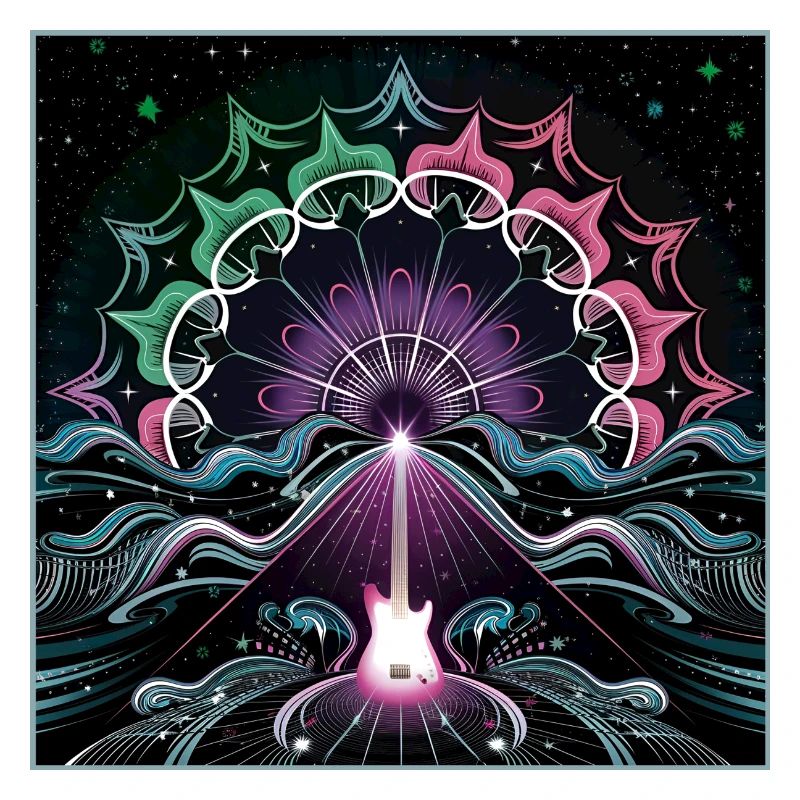 Neon Psychedelic Guitar Masterpiece