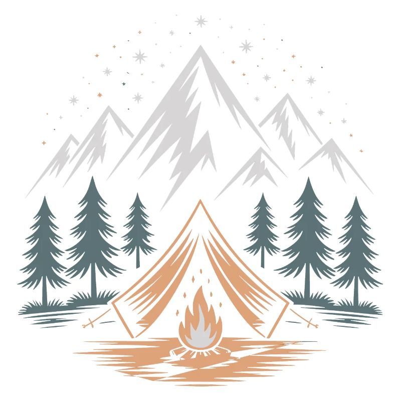 Mountain Adventure with Campfire