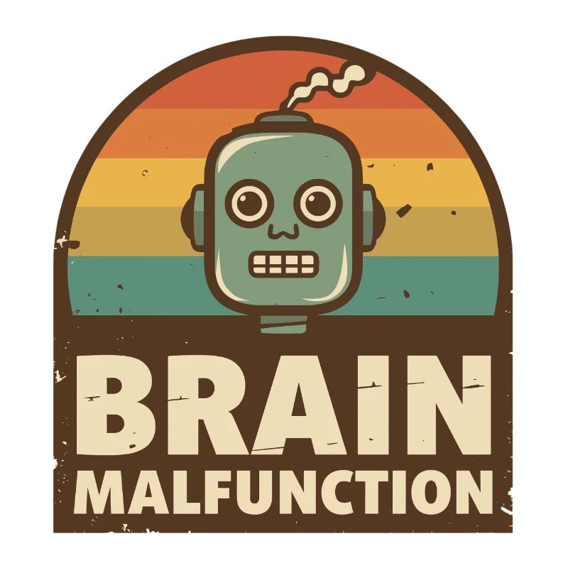 Retro Robot with Rainbow Sunset