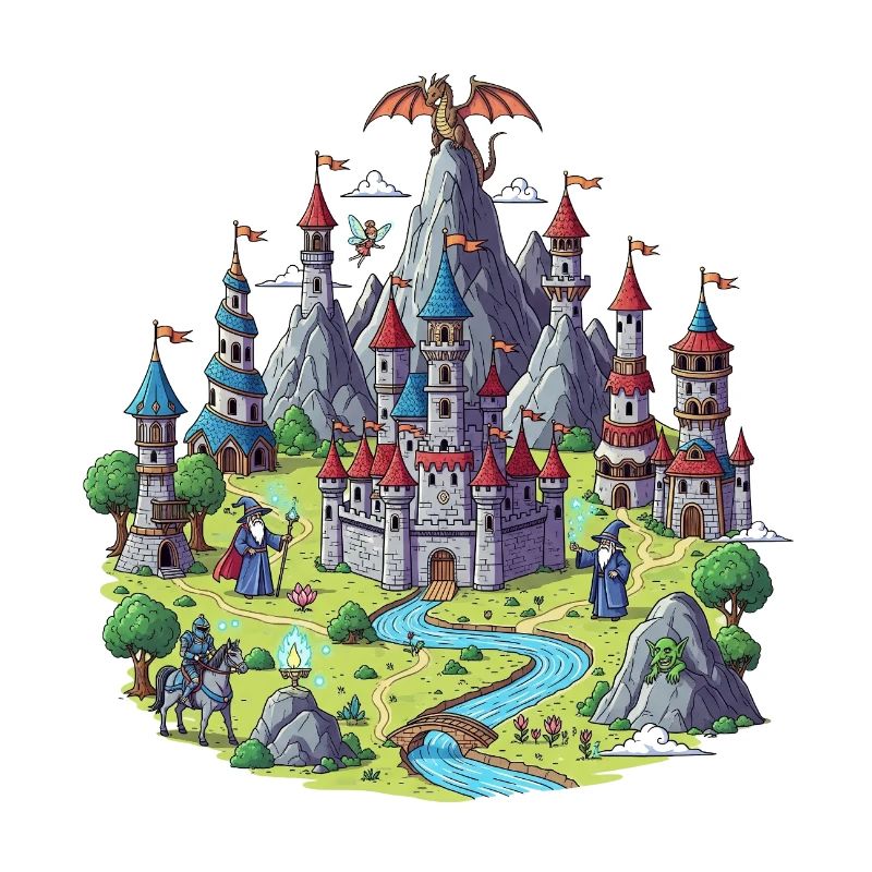 Medieval Magic Castle Illustration