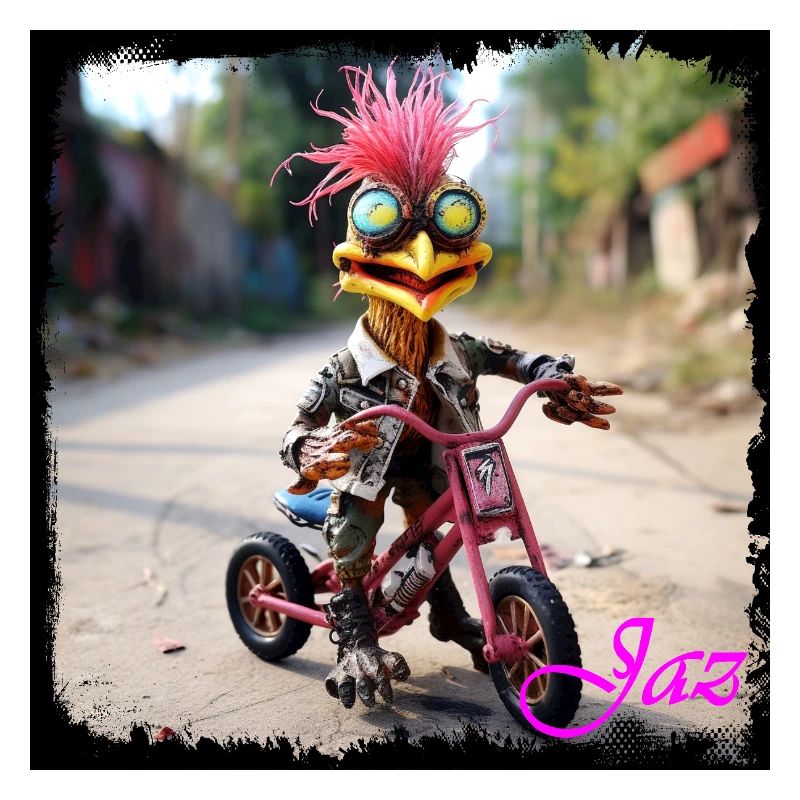 Escapist monster on a bicycle