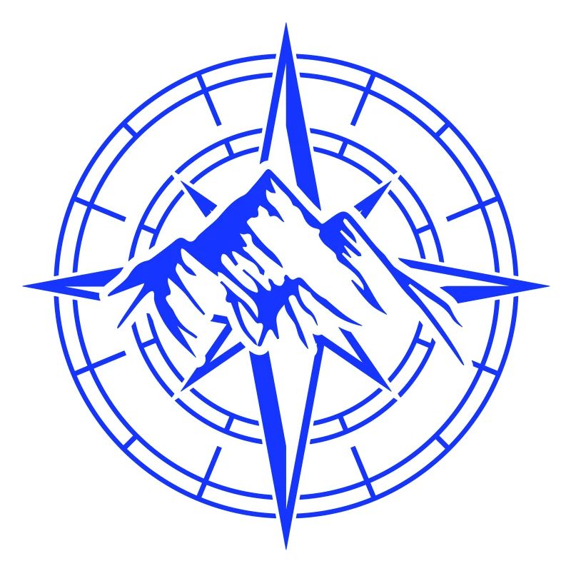 Adventurous Compass and Mountain Motif