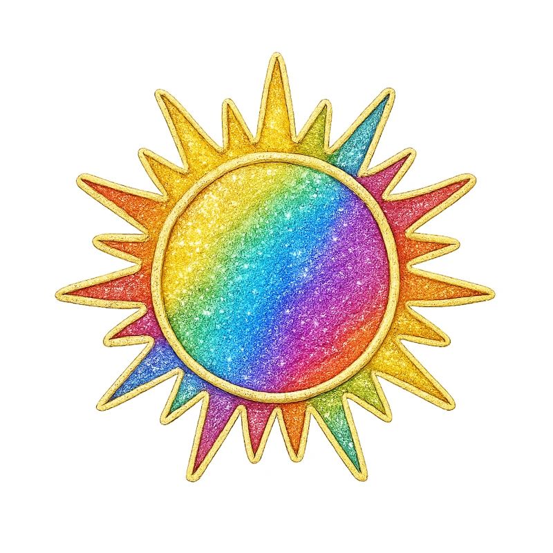 Lebendiges Regenbogen-Sunburst-Design