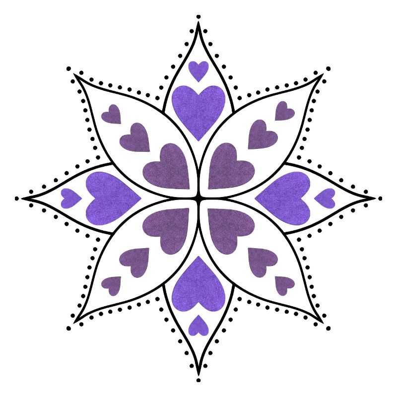 Mandala cœurs violets