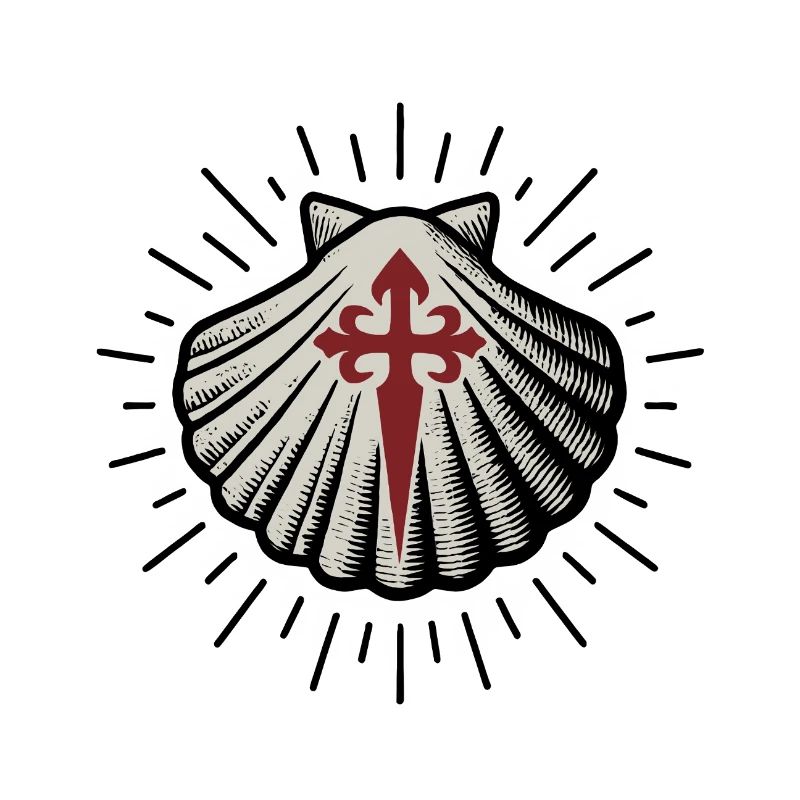 Coquille Saint-Jacques avec Croix de Saint-Jacques-de-Compostelle