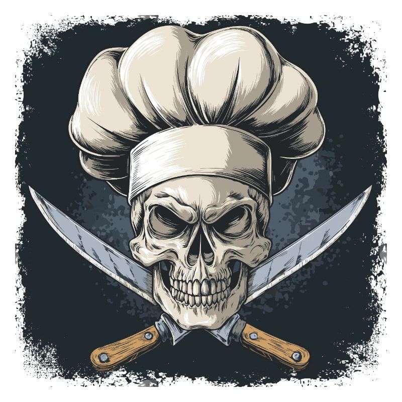 Crâne avec toque de chef