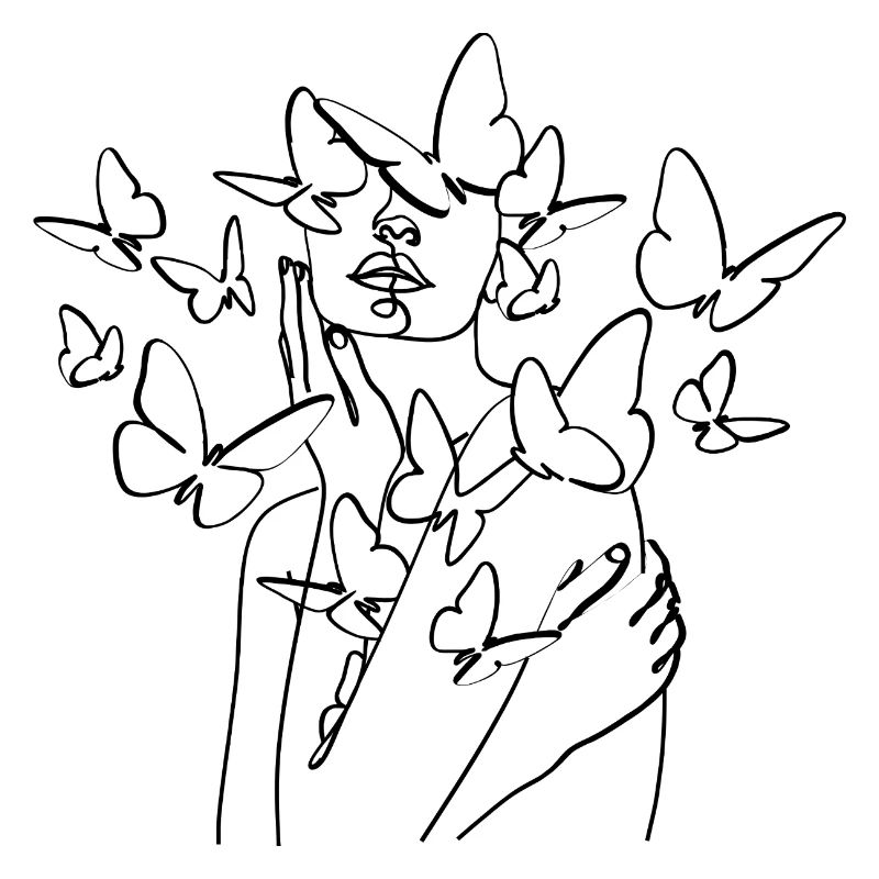 Black Silhouette Line Art
