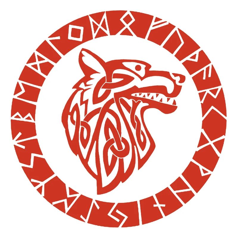 Wikinger Roter Wolf Emblem